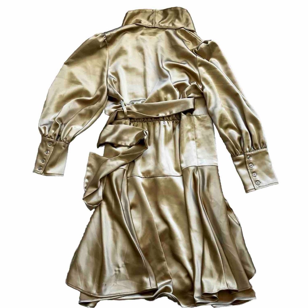 S’EDGE GOLD WRAP DRESS SIZE SMALL SOPHISTICATED MODERN CHIC EVENT PARTY - Picture 2 of 9